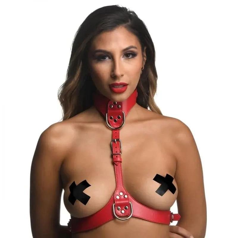 Red Female Chest Harness M/L Strict Discreet Intimate Essentials.