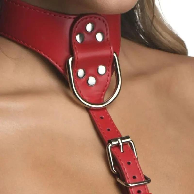 Red Female Chest Harness M/L Strict Discreet Intimate Essentials.