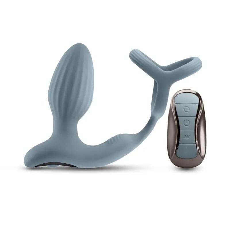 Renegade Pinnacle - Grey - Grey USB Rechargeable Vibrating Butt Plug with Cock Ring NS Novelties Discreet Intimate Essentials.