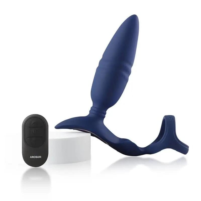 Ring n Rear Dual Thrusting Anal Probe with Cockring and Remote Arosum Discreet Intimate Essentials.