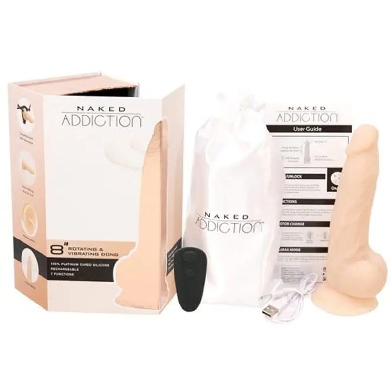 Rotating 8in Vibrating Dildo w Remote Vanilla Addiction Discreet Intimate Essentials.