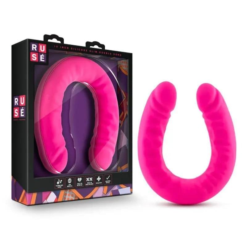 Ruse Silicone Slim 18in Hot Pink Double Dong Ruse Discreet Intimate Essentials.