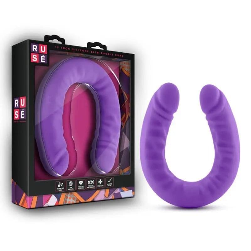 Ruse Silicone Slim 18in Purple Double Dong Ruse Discreet Intimate Essentials.