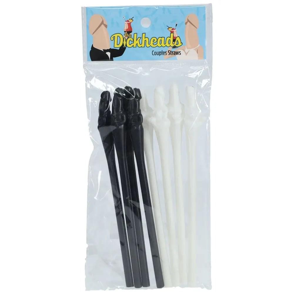 S-LINE The Dickheads - Couples Straws Black/White - Black/White Novelty Straws - 8 Pack Shots Toys Discreet Intimate Essentials.