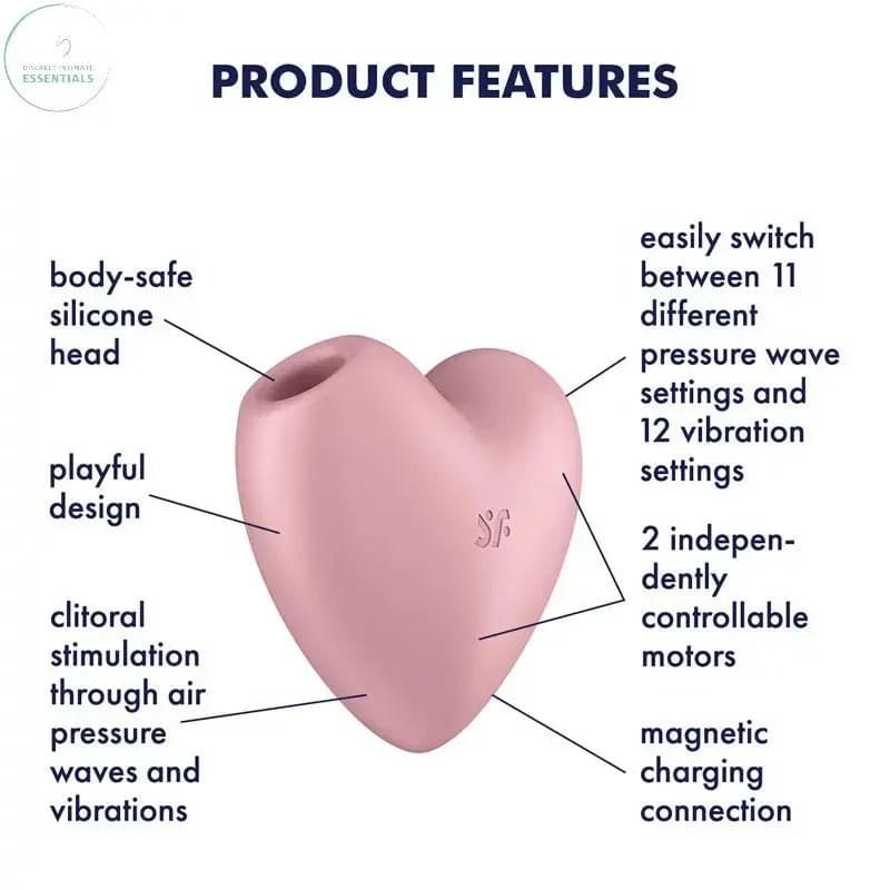 Satisfyer Cutie Heart - Light  - Light  USB Rechargeable Air Pulsation Stimulator with Vibration Satisfyer Discreet Intimate Essentials.