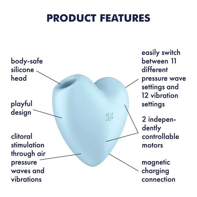 Satisfyer Cutie Heart -  -  USB Rechargeable Air Pulsation Stimulator with Vibration Satisfyer Discreet Intimate Essentials.