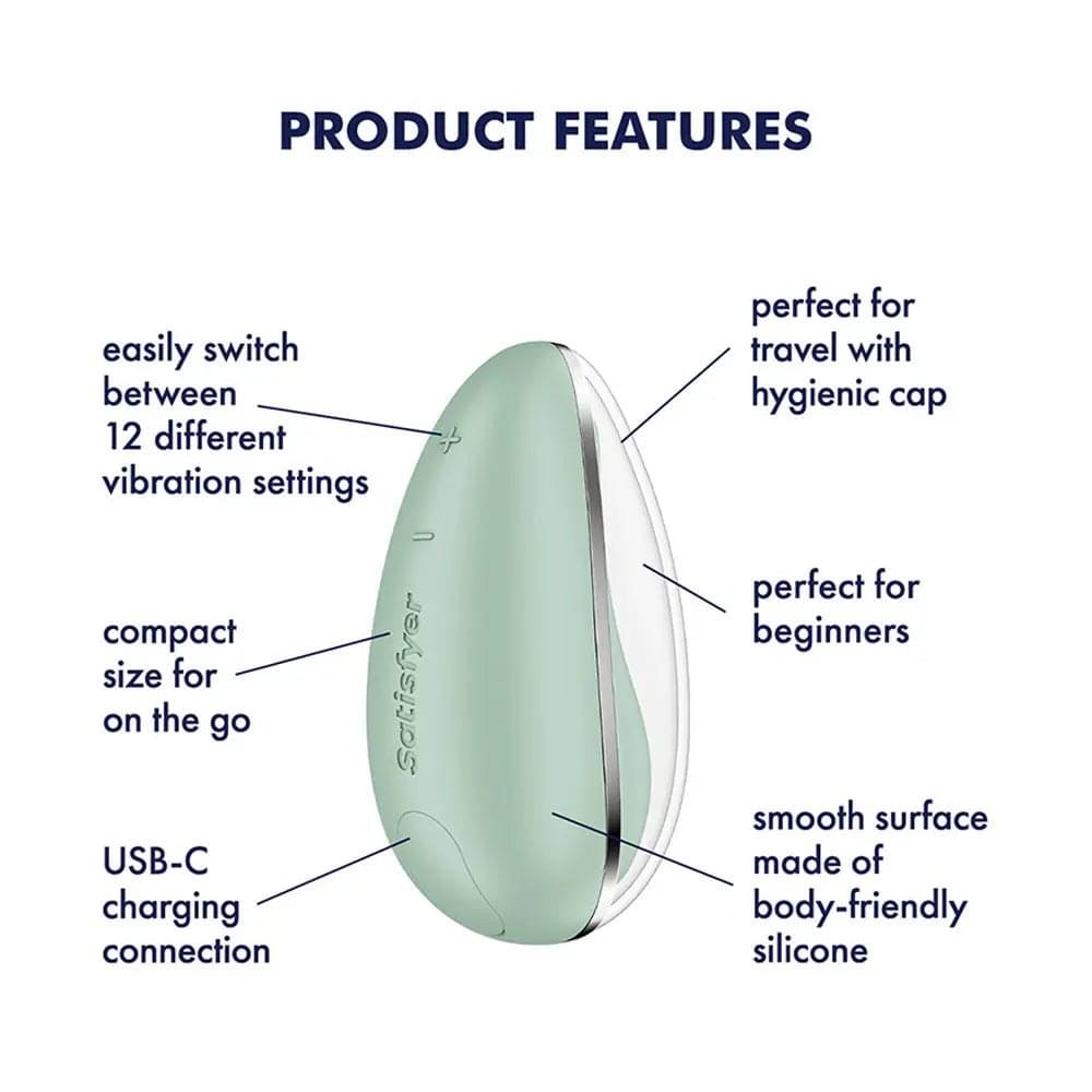 Satisfyer Drop To Go - Mint - Mint  USB Rechargeable Clitoral Stimulator Satisfyer Discreet Intimate Essentials.