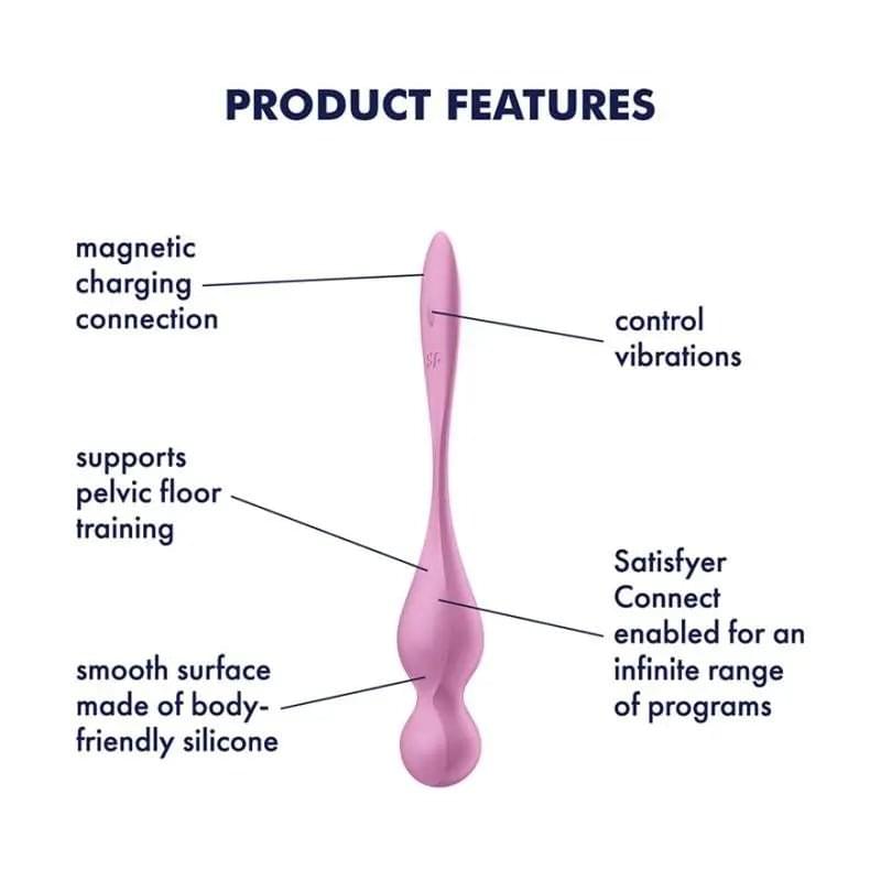 Satisfyer Love Birds 1 Kegel Pelvic Floor Trainer w Connect App Pink Satisfyer Discreet Intimate Essentials.