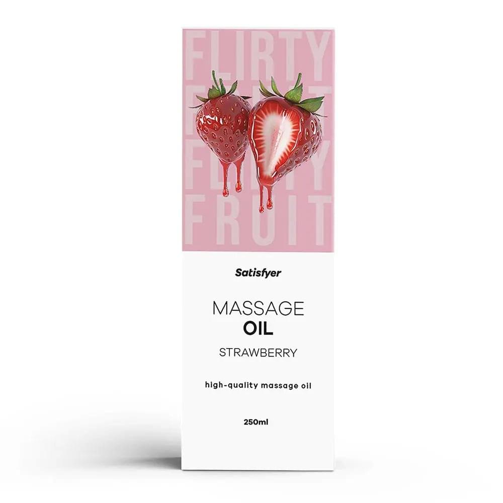 Satisfyer Massage Oil 250 ml Strawberry - Strawberry Scented Massage Oil - 250 ml Bottle Satisfyer Discreet Intimate Essentials.
