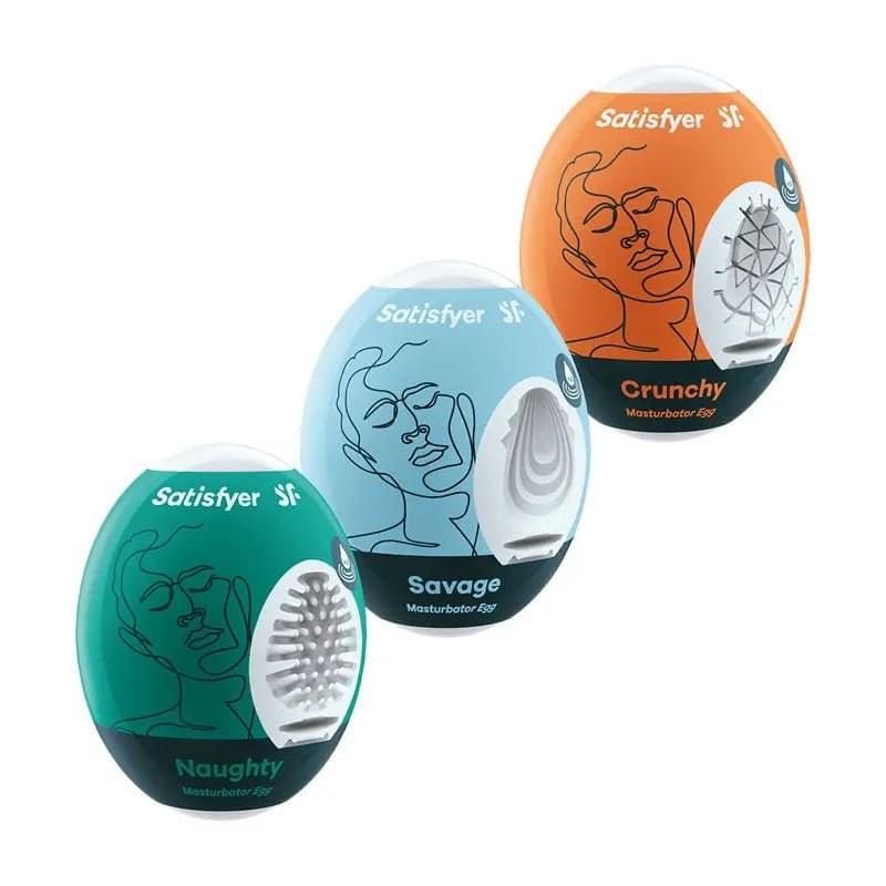 Satisfyer Masturbator Eggs - Mixed 3 Pack #2 - Set of 3 Stroker Sleeves Satisfyer Discreet Intimate Essentials.