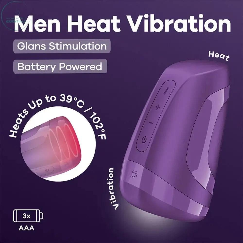 Satisfyer Men Heat Vibration - Battery Series -  Heating and Vibrating Masturbator Satisfyer Discreet Intimate Essentials.