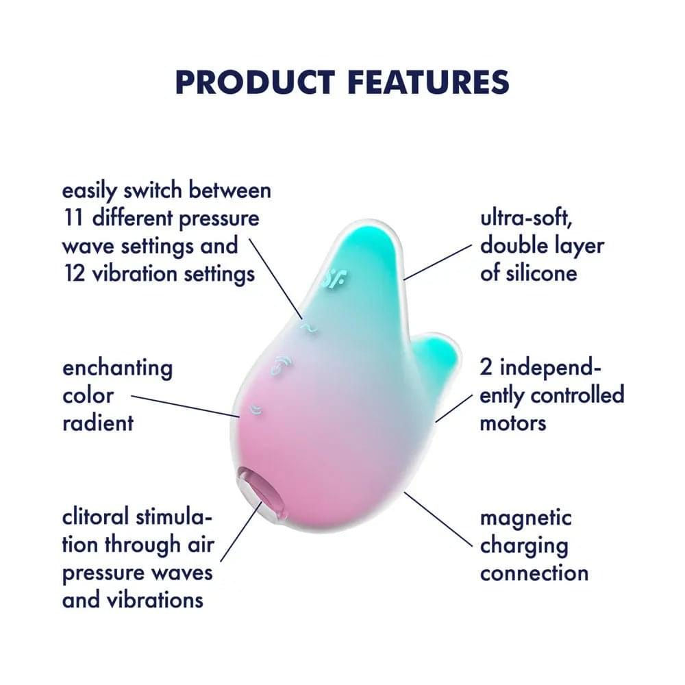 Satisfyer Mermaid Vibes - Mint/Pink - Mint/Pink USB Rechargeable Air Pulse Stimulator Satisfyer Discreet Intimate Essentials.