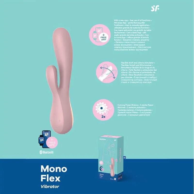 Satisfyer Mono Flex - Mauve App Controlled USB Rechargeable Rabbit Vibrator Satisfyer Discreet Intimate Essentials.
