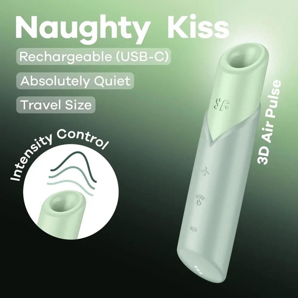 Satisfyer Naughty Kiss - Mint  USB Rechargeable Air Pulse Stimulator Satisfyer Discreet Intimate Essentials.