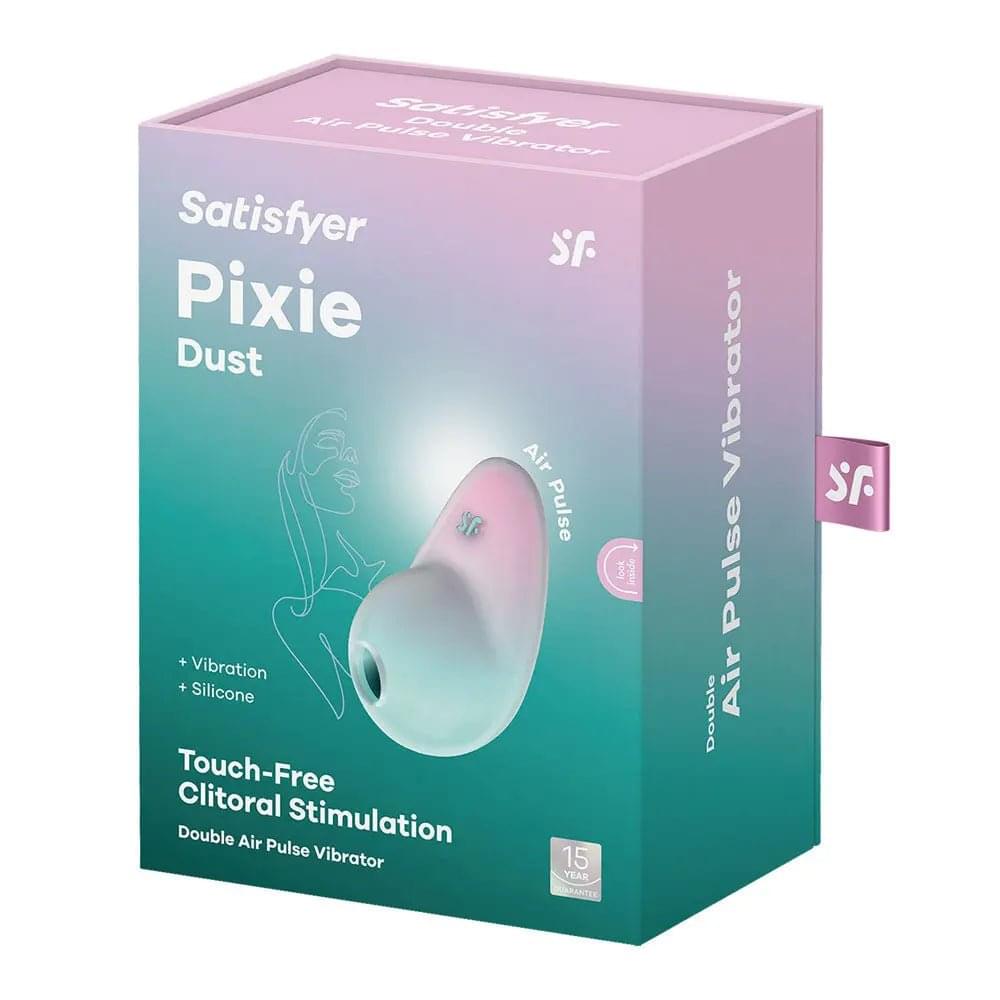 Satisfyer Pixie Dust - Mint/Pink - Mint/Pink USB Rechargeable Vibrating Air Pulse Stimulator Satisfyer Discreet Intimate Essentials.
