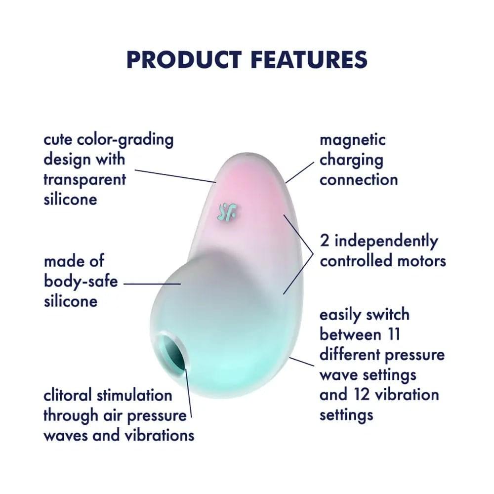 Satisfyer Pixie Dust - Mint/Pink - Mint/Pink USB Rechargeable Vibrating Air Pulse Stimulator Satisfyer Discreet Intimate Essentials.