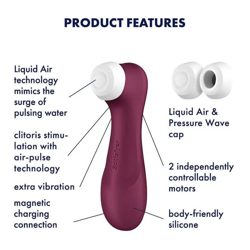 Satisfyer Pro 2 Generation 3 - Wine  - Wine  Touch-Free USB-C Rechargeable Clitoral Stimulator Satisfyer Discreet Intimate Essentials.