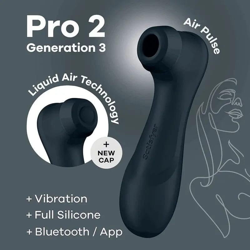 Satisfyer Pro 2 Generation 3 with App Control - Dark Grey - Dark Grey Touch-Free USB-C Rechargeable Clitoral Stimulator Satisfyer Discreet Intimate Essentials.