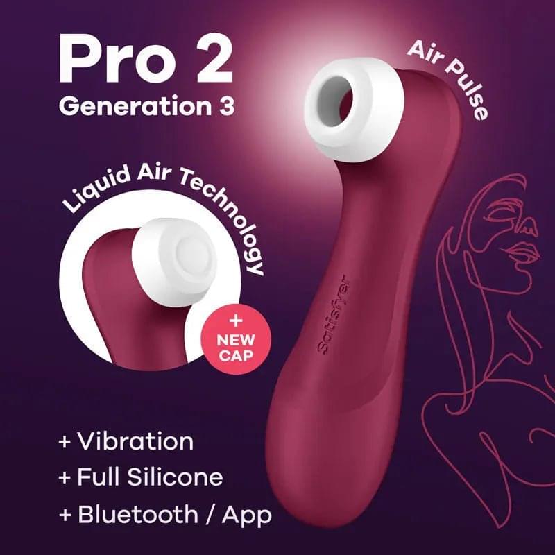 Satisfyer Pro 2 Generation 3 with App Control - Wine  - Wine  Touch-Free USB-C Rechargeable Clitoral Stimulator Satisfyer Discreet Intimate Essentials.