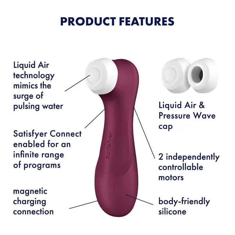 Satisfyer Pro 2 Generation 3 with App Control - Wine  - Wine  Touch-Free USB-C Rechargeable Clitoral Stimulator Satisfyer Discreet Intimate Essentials.