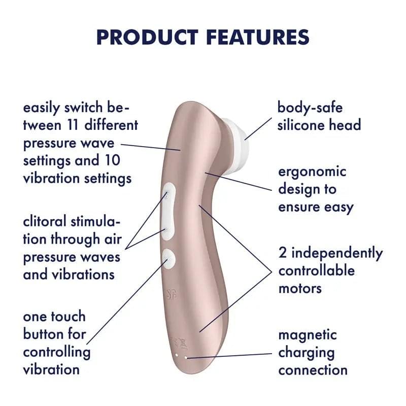 Satisfyer Pro 2+  -  Touch-Free USB-C Rechargeable Clitoral Stimulator with Vibration Satisfyer Discreet Intimate Essentials.