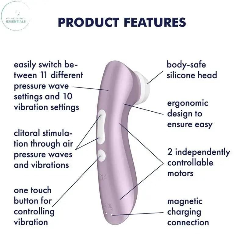 Satisfyer Pro 2+  -  Touch-Free USB-Rechargeable Clitoral Stimulator with Vibration Satisfyer Discreet Intimate Essentials.