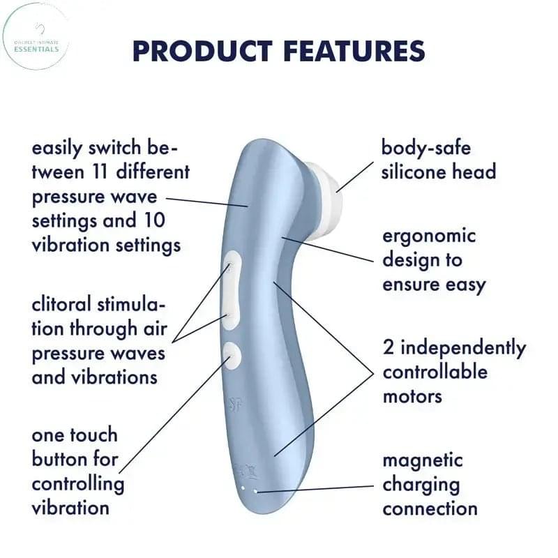 Satisfyer Pro 2+ -  Touch-Free USB-Rechargeable Clitoral Stimulator with Vibration Satisfyer Discreet Intimate Essentials.