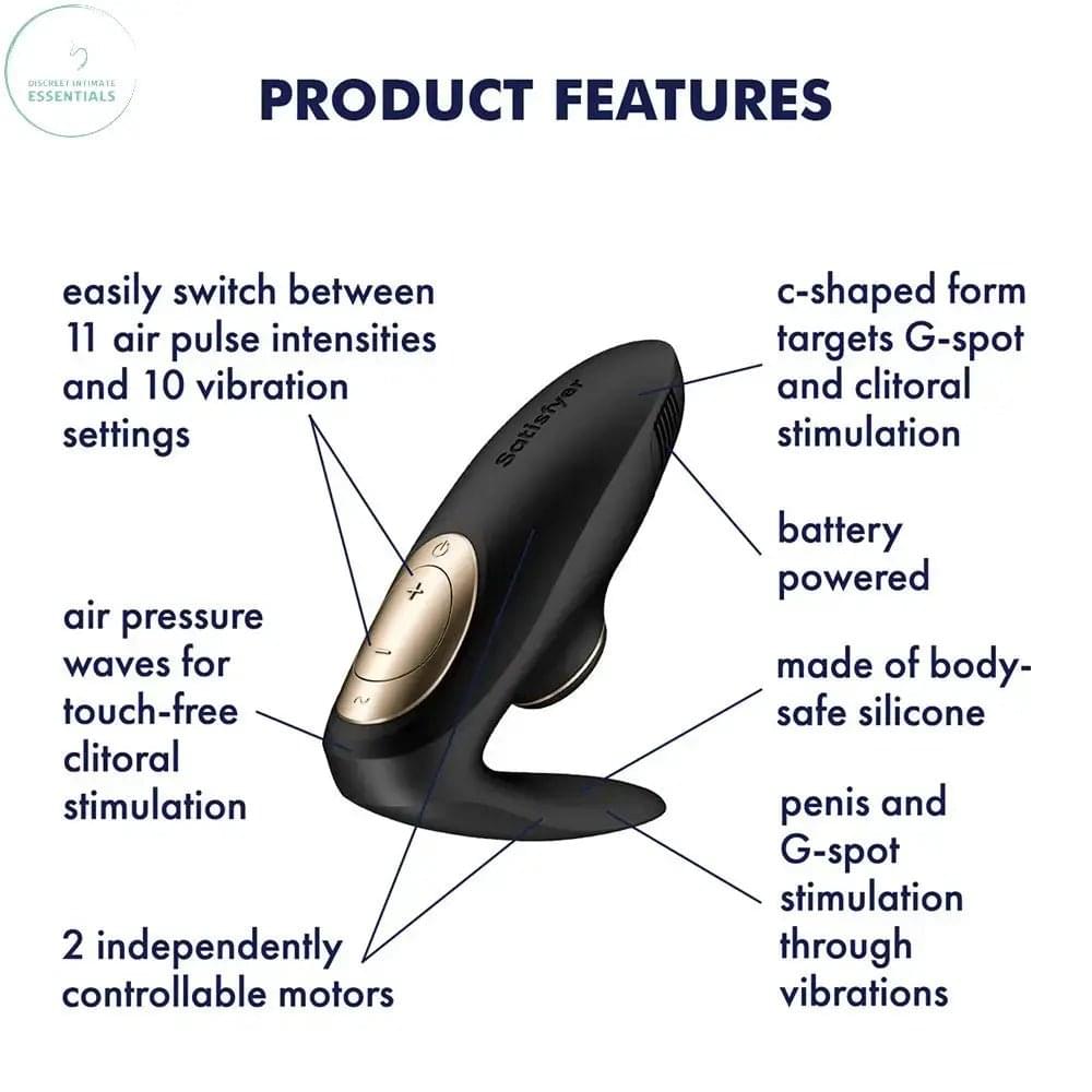 Satisfyer Pro 4 Couples - Battery Series -  U-Shaped Couples Vibe with Air Pulsation Satisfyer Discreet Intimate Essentials.
