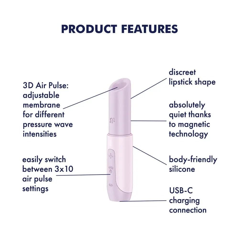 Satisfyer Secret Kiss - Lilac USB Rechargeable Air Pulse Stimulator Satisfyer Discreet Intimate Essentials.
