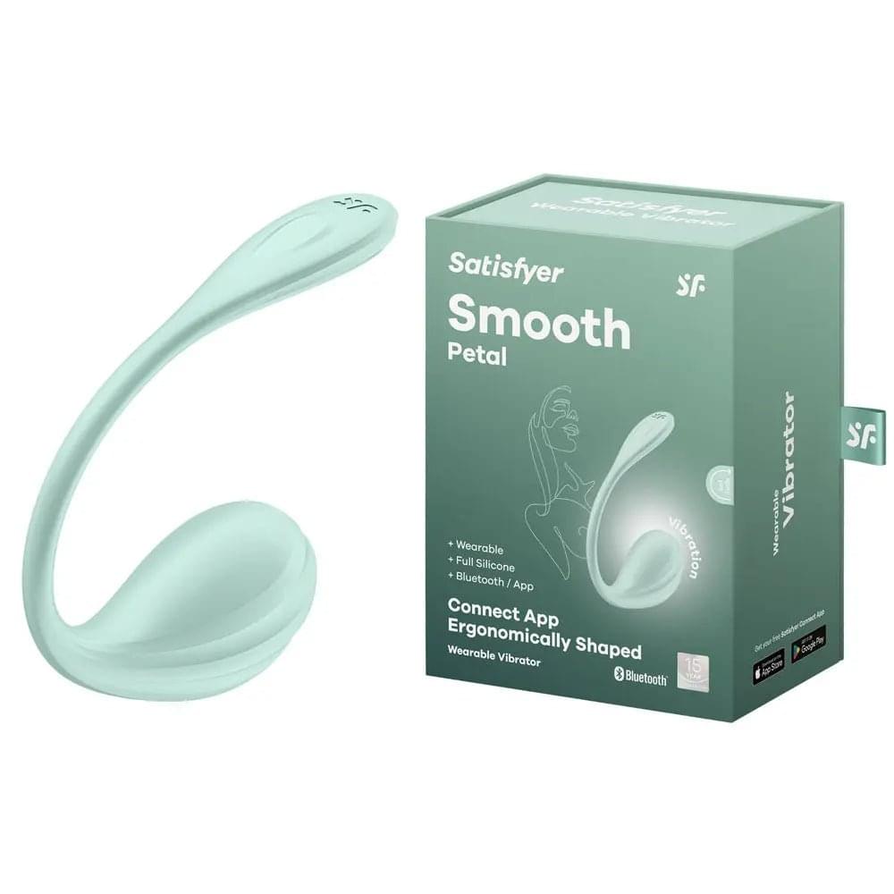 Satisfyer Smooth Petal - Mint - Mint USB Rechargeable Wearable Stimulator with App Control Satisfyer Discreet Intimate Essentials.