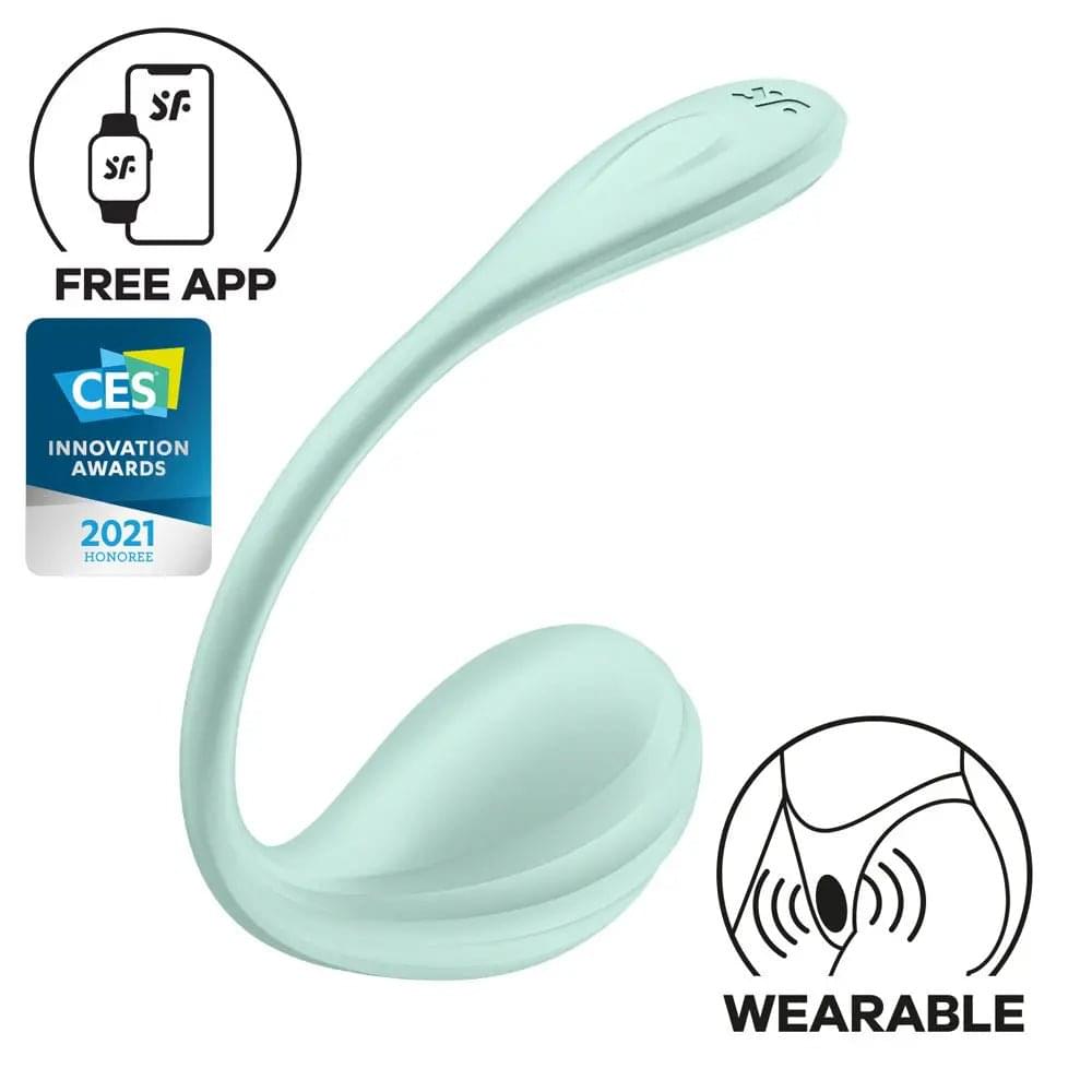 Satisfyer Smooth Petal - Mint - Mint USB Rechargeable Wearable Stimulator with App Control Satisfyer Discreet Intimate Essentials.