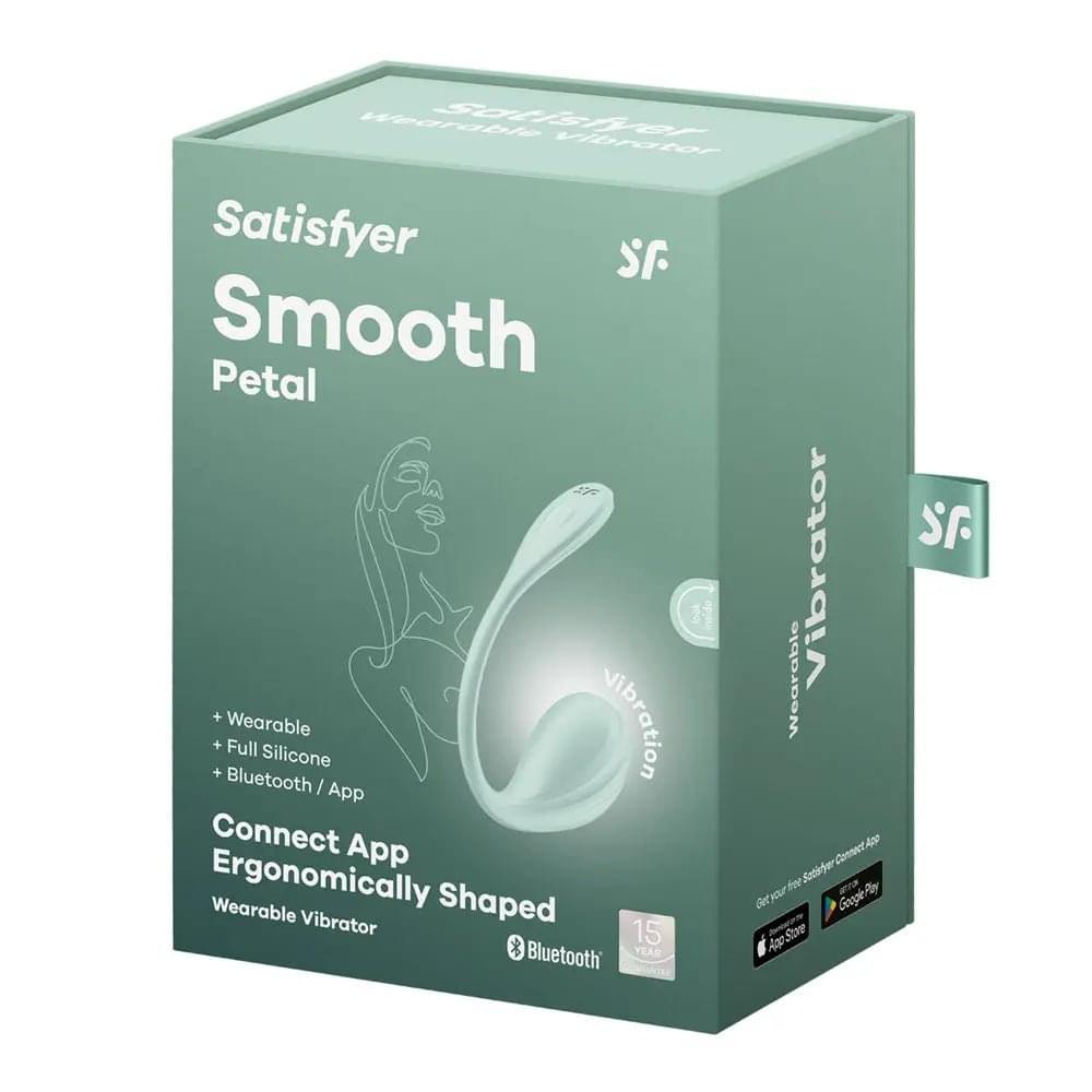 Satisfyer Smooth Petal - Mint - Mint USB Rechargeable Wearable Stimulator with App Control Satisfyer Discreet Intimate Essentials.