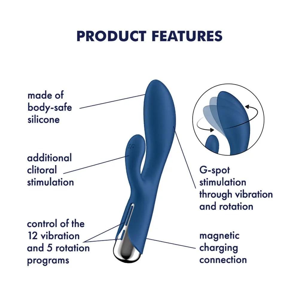 Satisfyer Spinning Rabbit 1 -  -  20 cm USB Rechargeable Rotating Rabbit Vibrator Satisfyer Discreet Intimate Essentials.