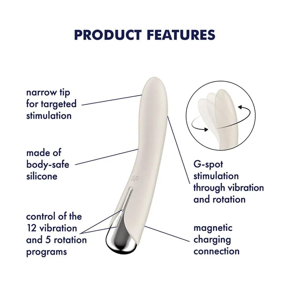 Satisfyer Spinning Vibe 1 - Beige - Beige 17.8 cm USB Rechargeable Rotating Vibrator Satisfyer Discreet Intimate Essentials.