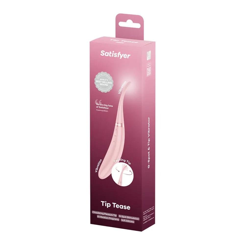 Satisfyer Tip Tease - Rose - Rose USB Rechargeable Vibrator with Twirling Tip Satisfyer Discreet Intimate Essentials.