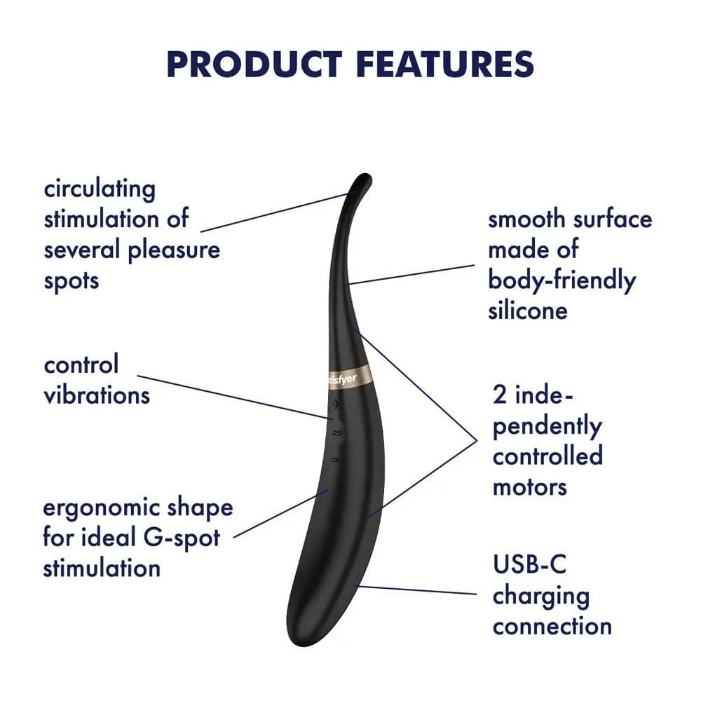 Satisfyer Tip Tease -  -  USB Rechargeable Vibrator with Twirling Tip Satisfyer Discreet Intimate Essentials.