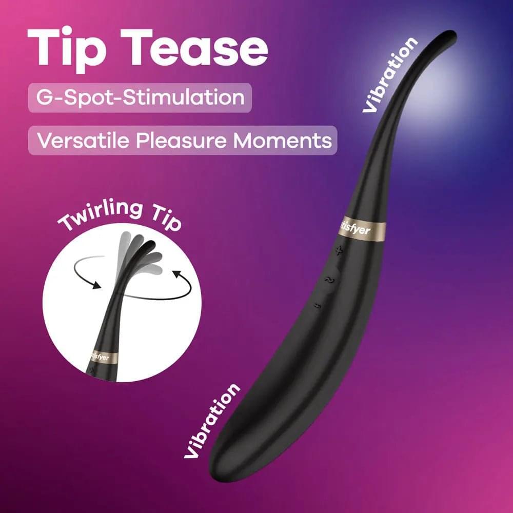Satisfyer Tip Tease -  -  USB Rechargeable Vibrator with Twirling Tip Satisfyer Discreet Intimate Essentials.