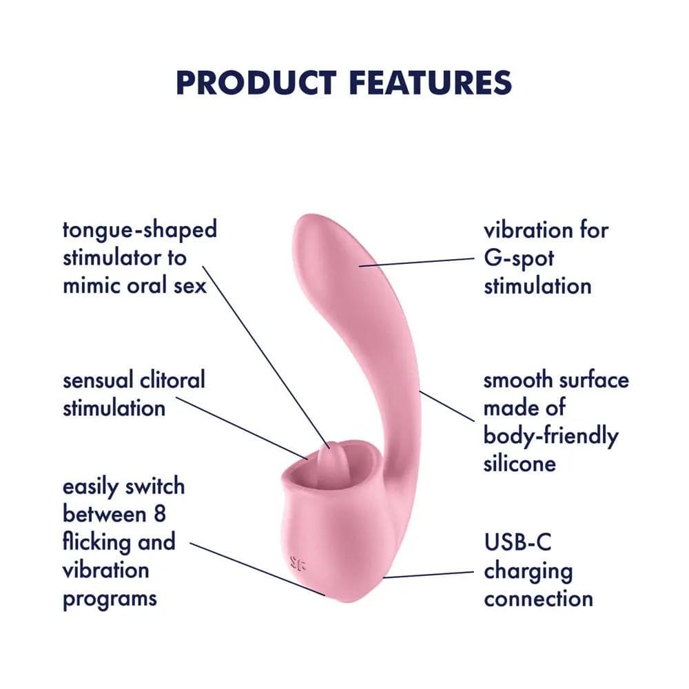 Satisfyer Tongue Genius -  USB Rechargeable Vibrator with Flicking Clit Stimulator Satisfyer Discreet Intimate Essentials.