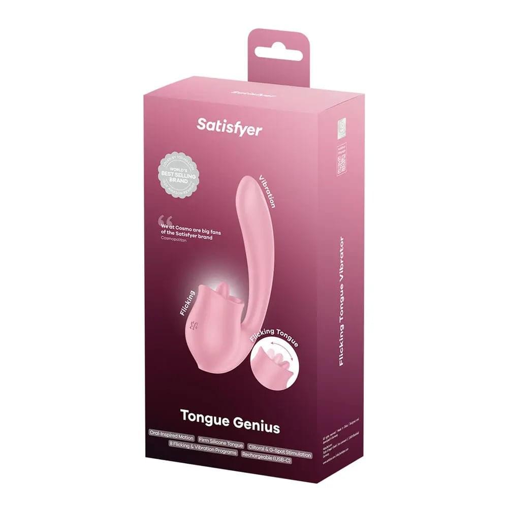 Satisfyer Tongue Genius -  USB Rechargeable Vibrator with Flicking Clit Stimulator Satisfyer Discreet Intimate Essentials.