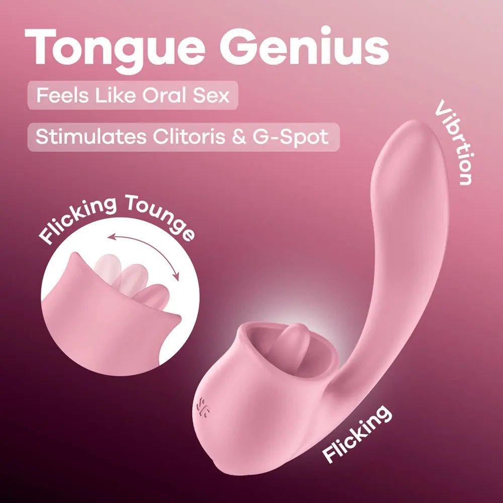 Shop affordable quality Satisfyer Tongue Genius - USB Rechargeable Vibrator with Flicking Clit Stimulator - Discreet Intimate Essentials - VIBRATORS-PREMIUM - Satisfyer