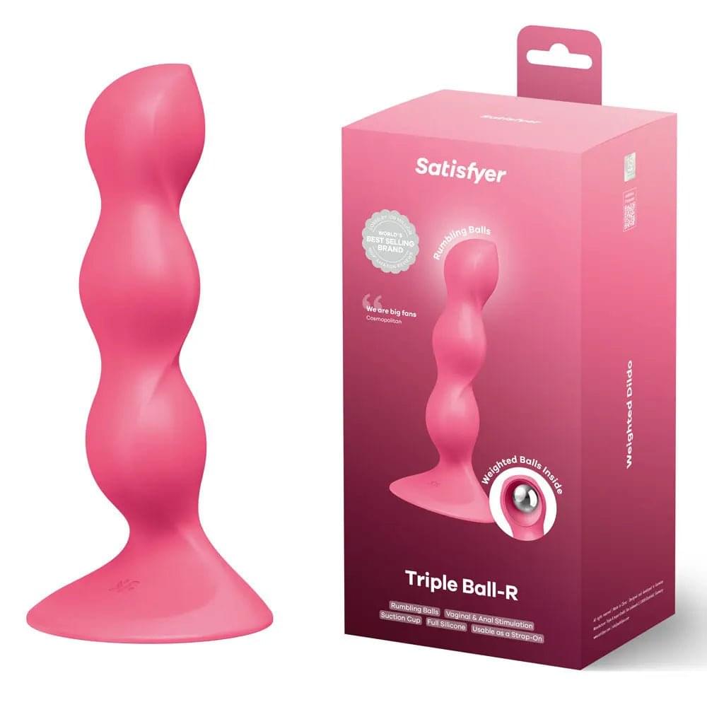 Satisfyer Triple Ball-R -  -  18 cm Beaded and Weighted Dildo Satisfyer Discreet Intimate Essentials.