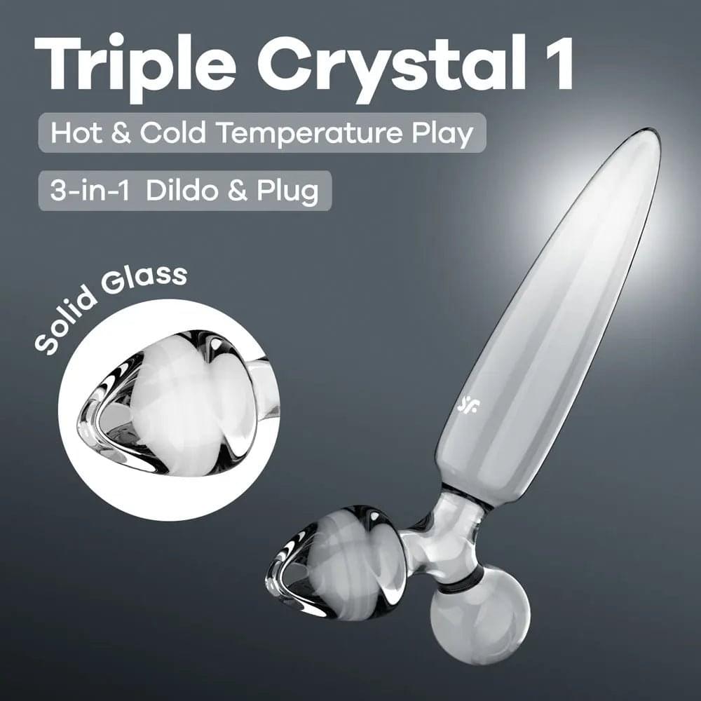 Satisfyer Triple Crystal 1 -  -  Glass 3-in-1 Butt Plug Satisfyer Discreet Intimate Essentials.