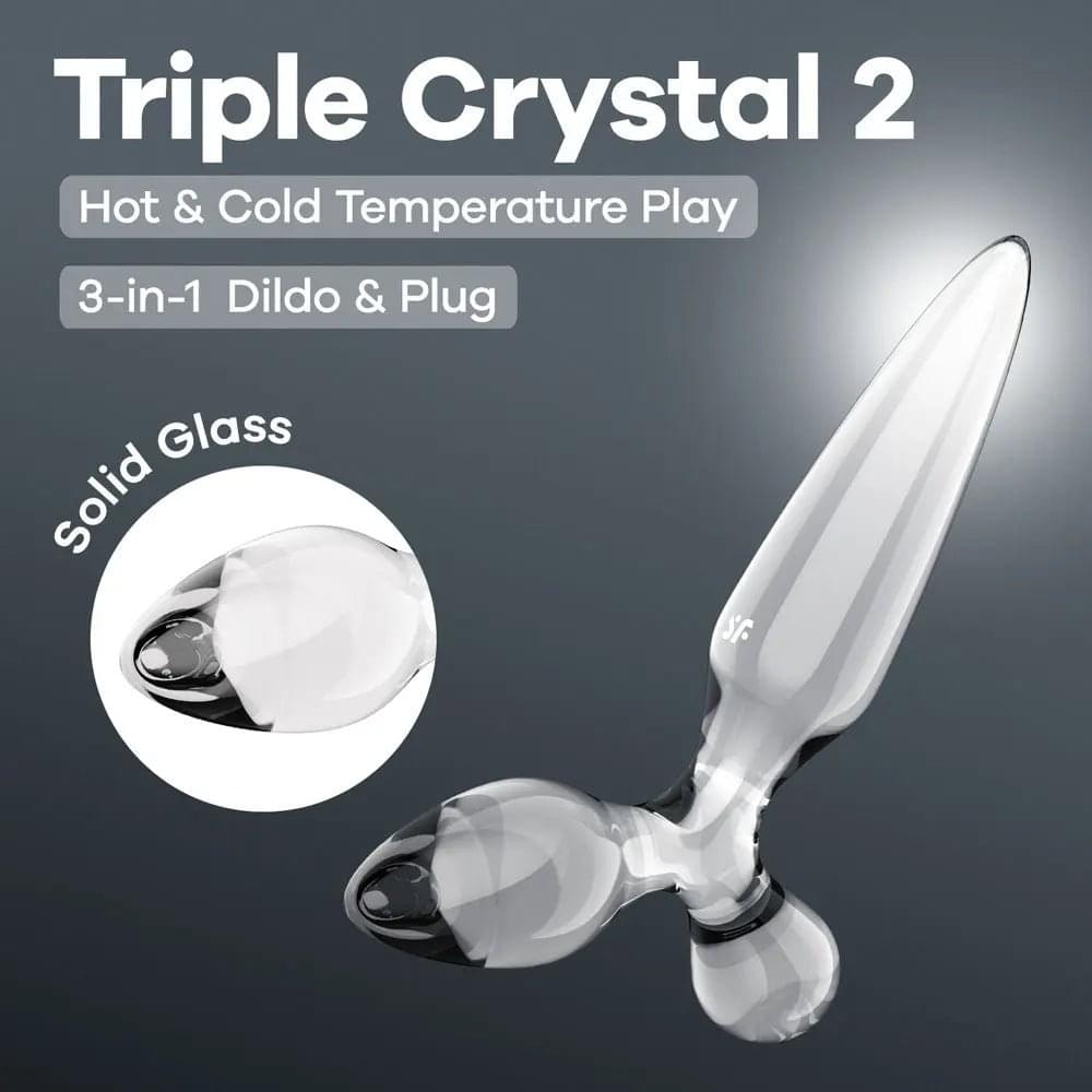 Satisfyer Triple Crystal 2 -  -  Glass 3-in-1 Butt Plug Satisfyer Discreet Intimate Essentials.