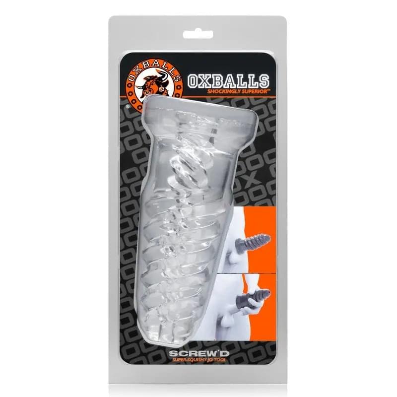 ScrewD Super Squish Corkscrew Jackoff Toy Clear OxBalls Discreet Intimate Essentials.