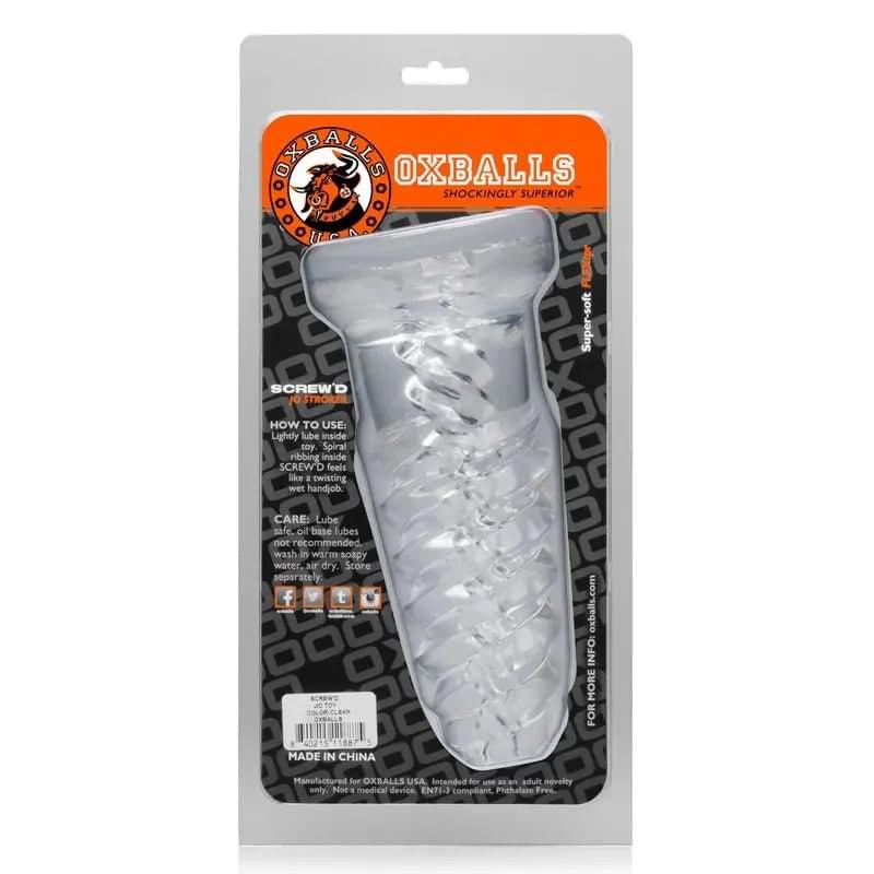ScrewD Super Squish Corkscrew Jackoff Toy Clear OxBalls Discreet Intimate Essentials.