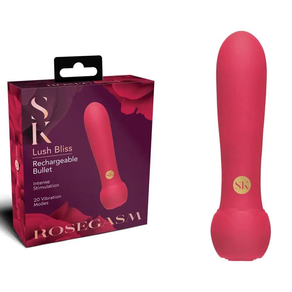 Secret Kisses ROSEGASM Lush Bliss Bullet -  10.8 cm USB Rechargeable Bullet XGEN Products Discreet Intimate Essentials.