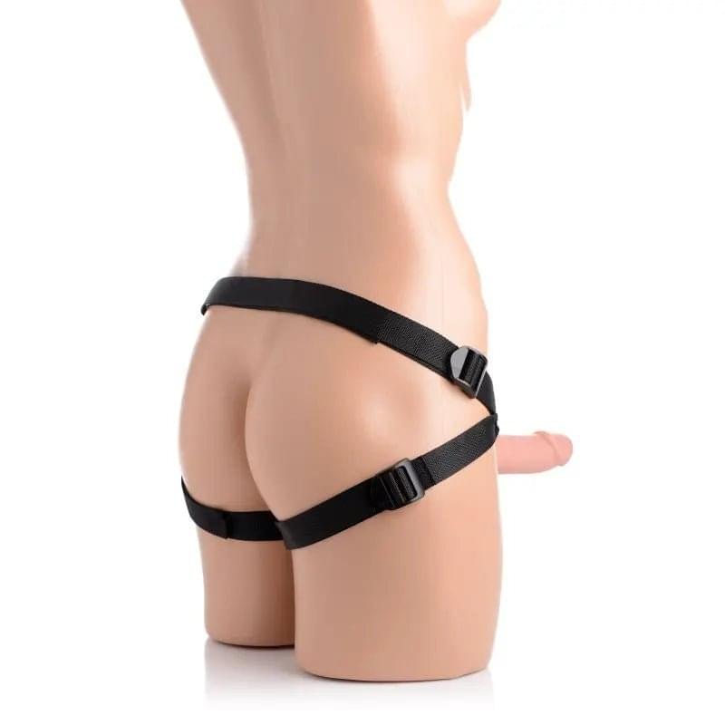 Seducer 7" Silicone Dildo w Harness Flesh Strap U Discreet Intimate Essentials.