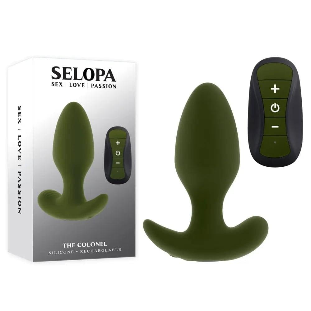 Selopa THE COLONEL -  10.1 cm USB Rechargeable Vibrating Butt Plug with Wireless Remote Selopa Discreet Intimate Essentials.