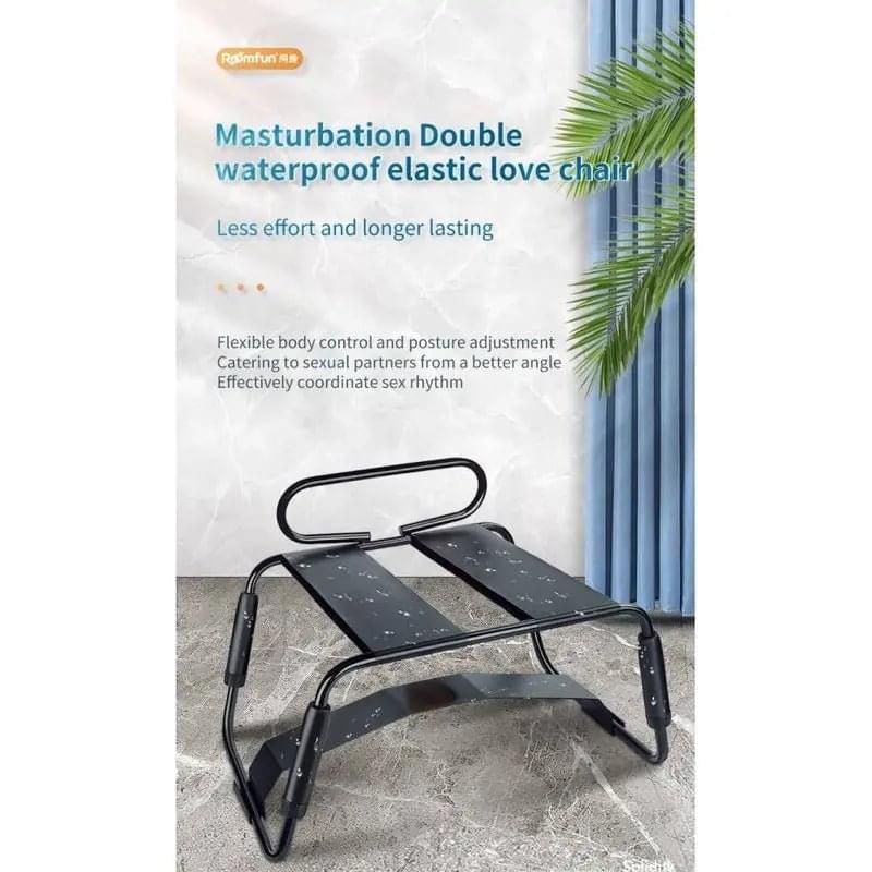 Sex Chair Adjustable Height Black w Handle and Arch Bridge Daytona Discreet Intimate Essentials.
