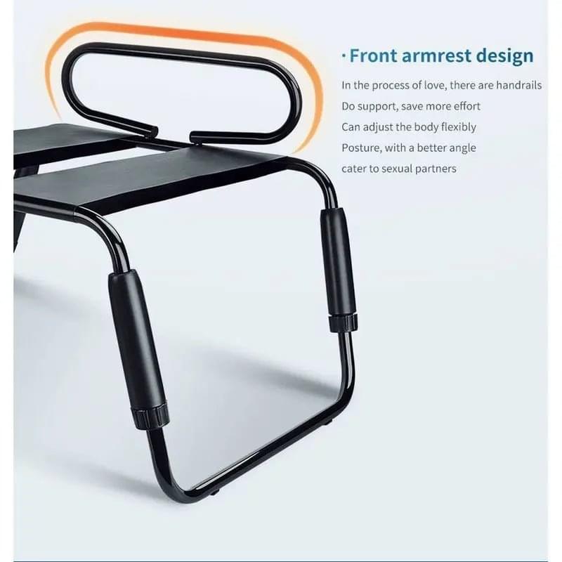 Sex Chair Adjustable Height Black w Handle and Arch Bridge Daytona Discreet Intimate Essentials.